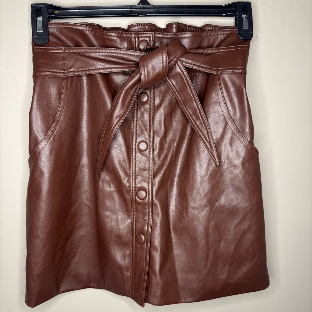 Urban Outfitters Brown Leather Faux Skirt with Belt